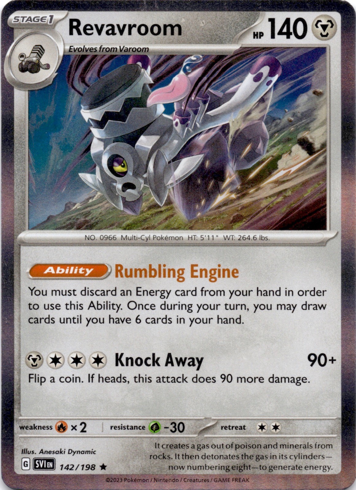 Revavroom 142/198 Rare Scarlet & Violet Pokemon Holo Lightly Played