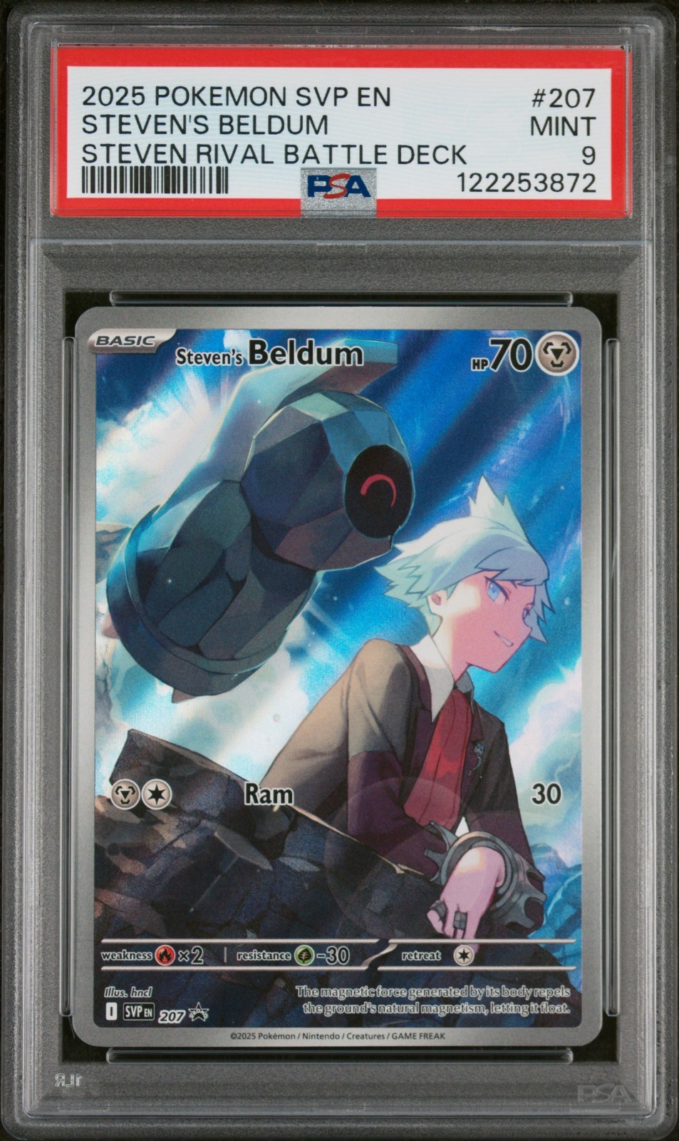 2025 Pokemon S&V Steven’s Beldum Rival Battle Deck Black Star Promo #207 – PSA 9