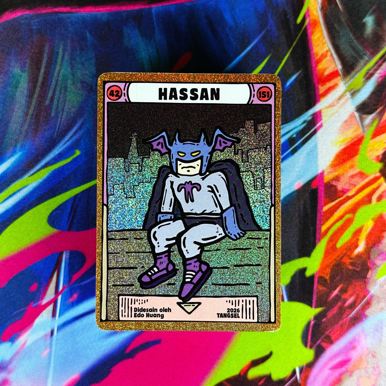 Pokkedo v5 – Full Art Hassan (Golbat) 42/151 – Alt Holo Pokemon Custom Fan Art