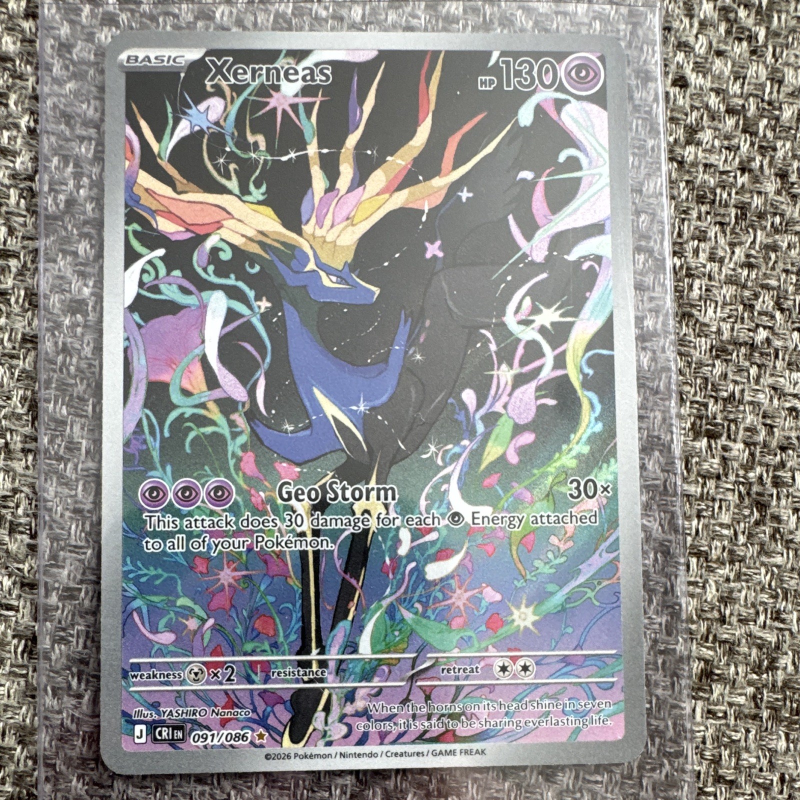 Nintendo Pokemon TCG Xerneas 091/086 Crimson Haze Illustration Rare Holo HP 130