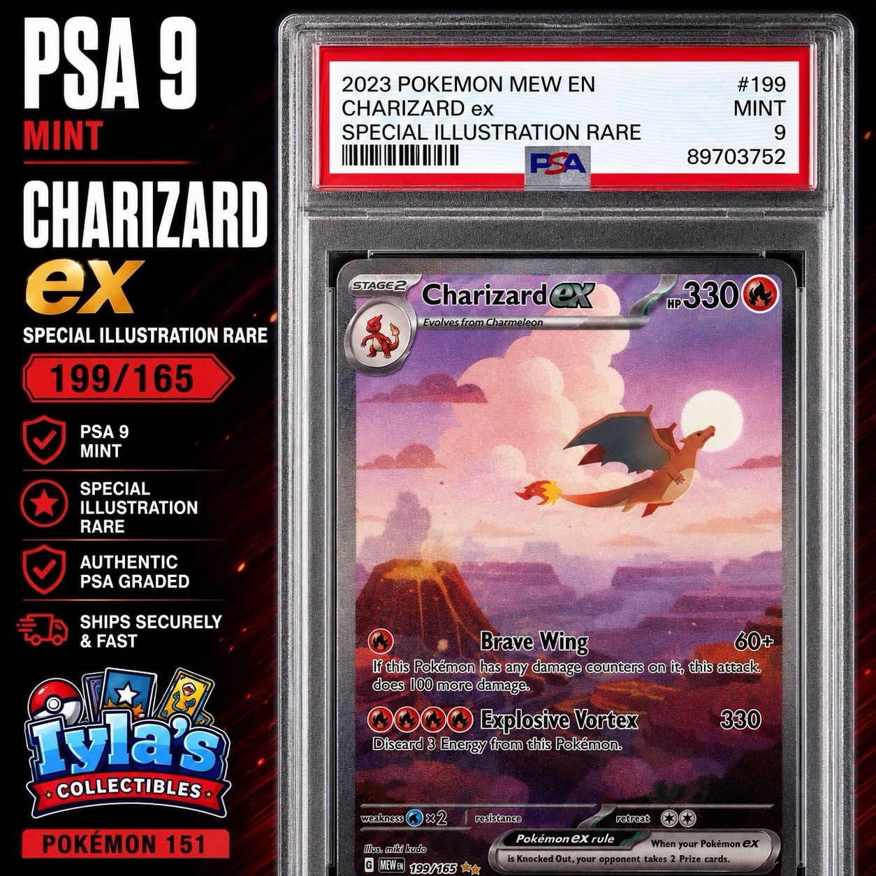 Charizard ex 199/165 SV 151 SIR ENG PSA 9