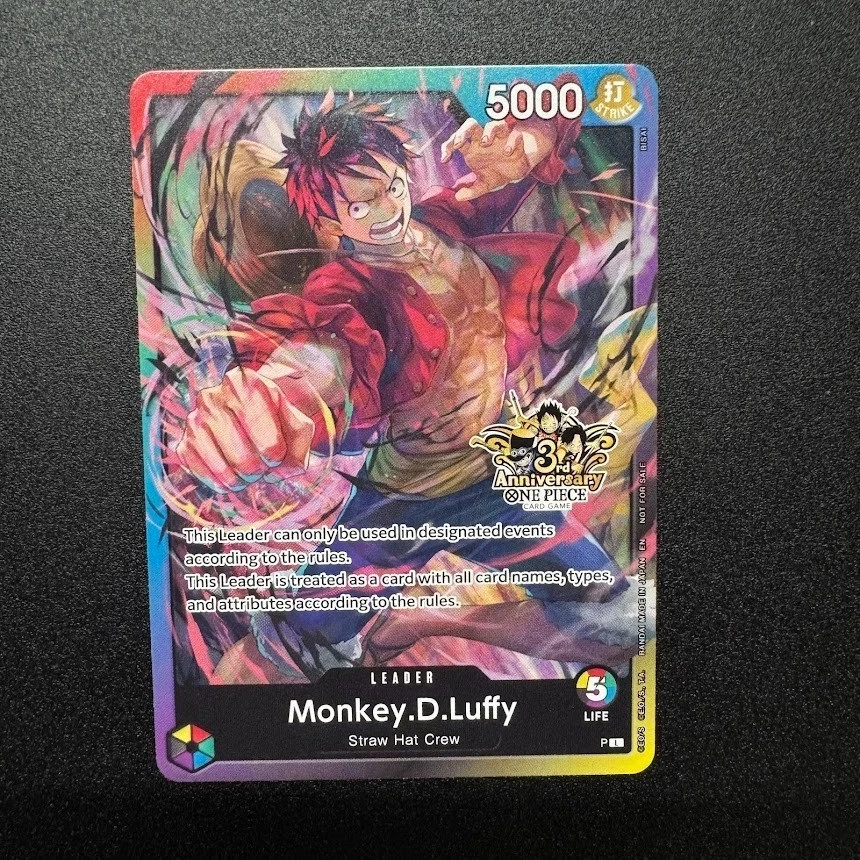 ONE PIECE TCG MONKEY D. LUFFY RARE 3RD ANNIVERSARY PROMO ALT ART NM