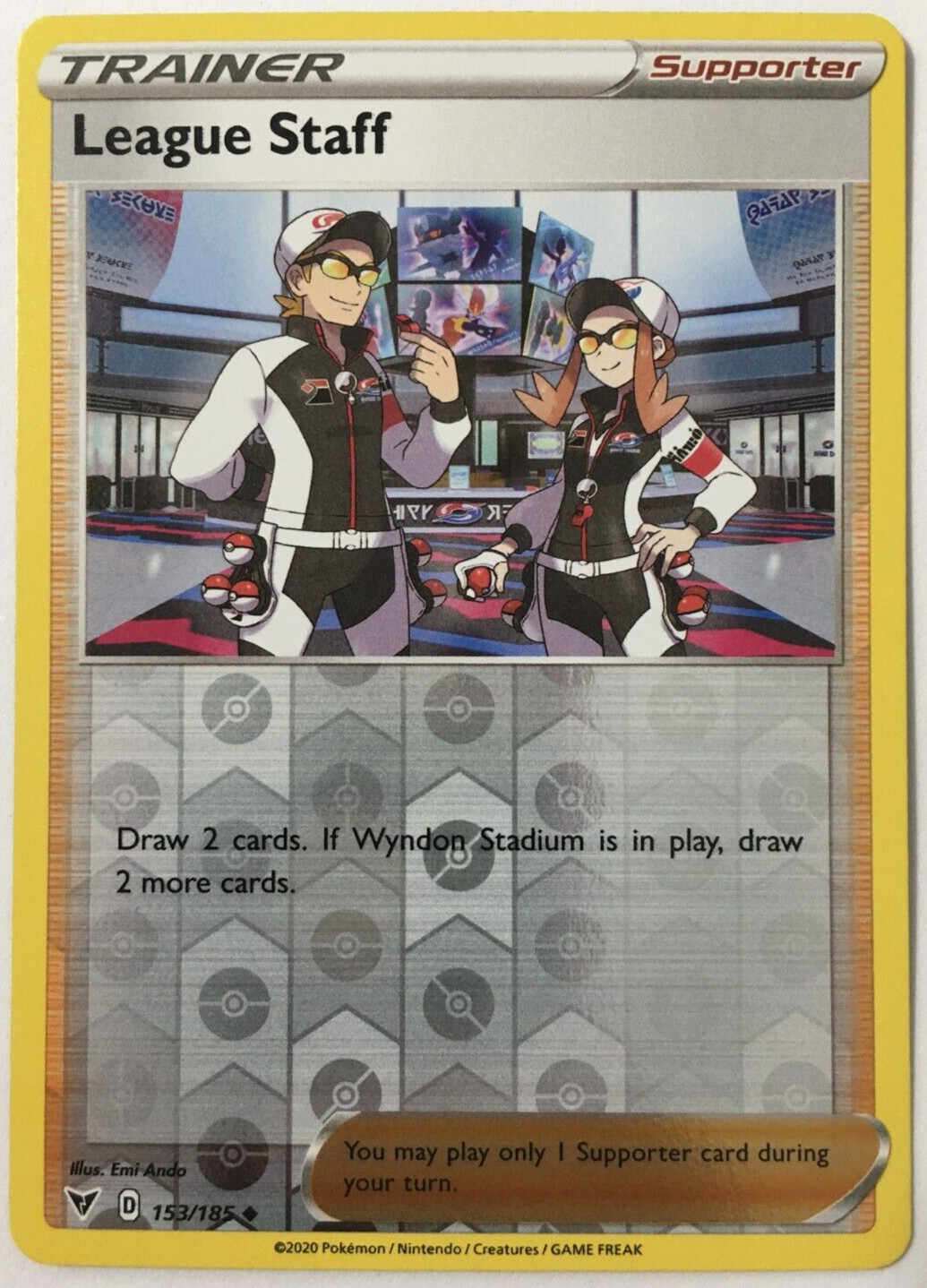 POKEMON LEAGUE STAFF 153/185 VIVID VOLTAGE UNCOMMON REVERSE HOLO NEAR MINT