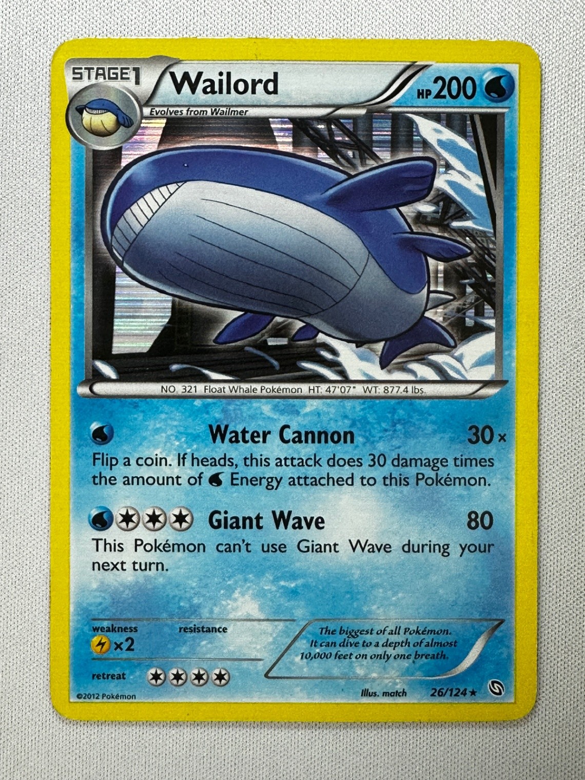Wailord Holo Rare Dragons Exalted 26/124 MP