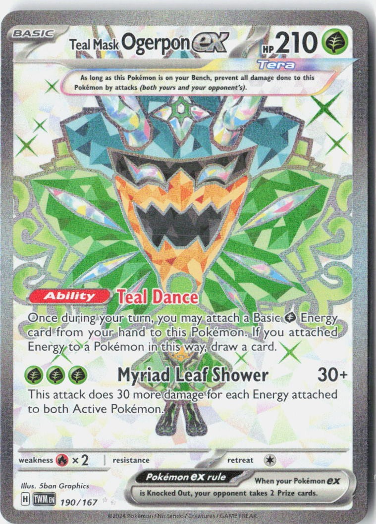 Teal Mask Ogerpon ex Ultra Rare – TWM 190/167 EN NM Holofoil