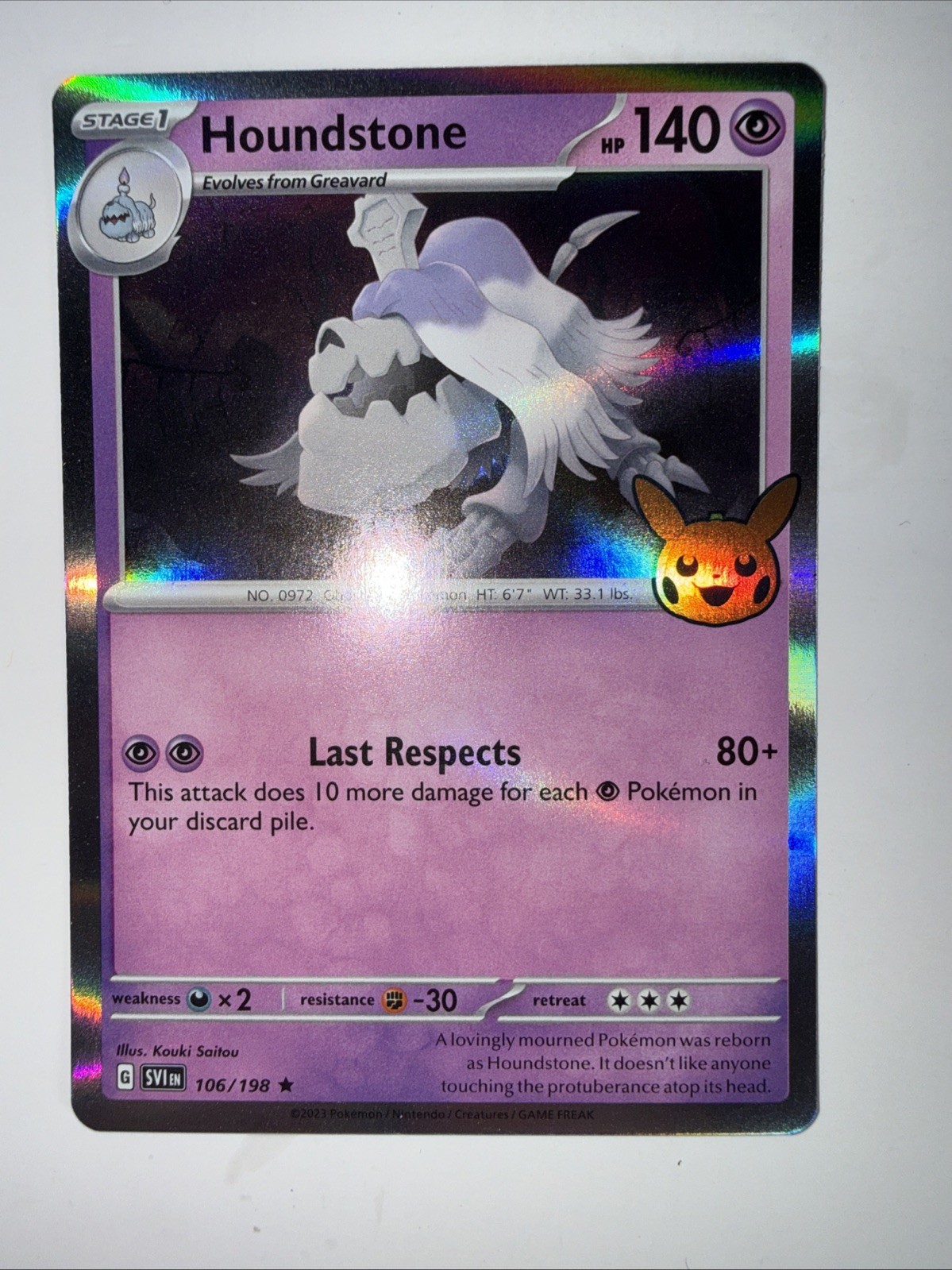 Pokémon TCG – Houndstone – 043/091 – 2024 S&V: PAF – Trick Or Trade – Rare
