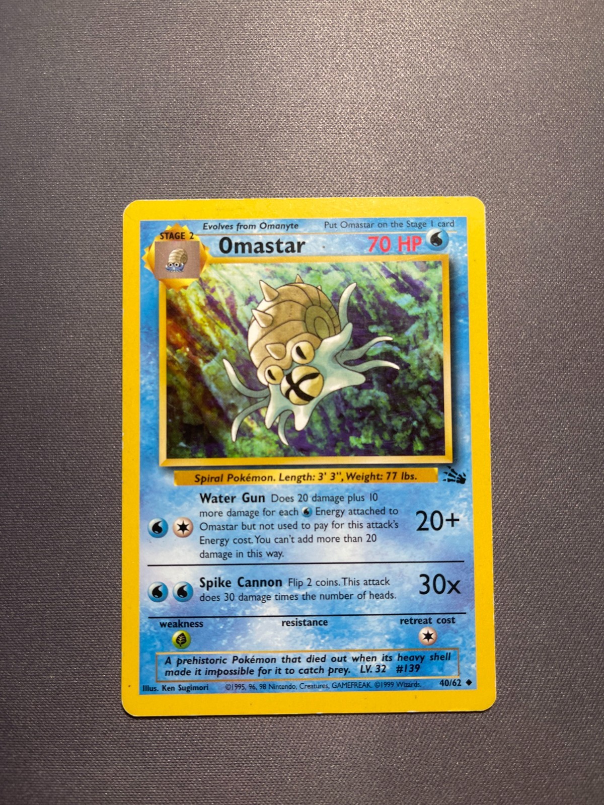 Pokémon TCG – Omastar – Fossil Unlimited – 40/62 – Wizards 1999-2000