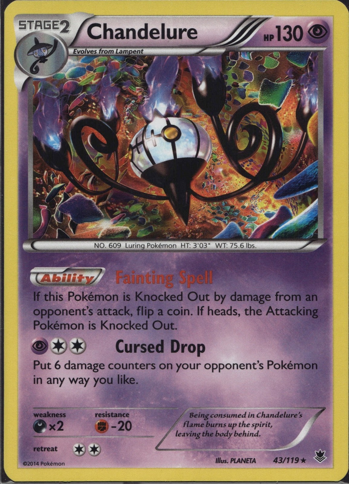 Chandelure Holo Holo Rare XY – Phantom Forces 43/119 NM