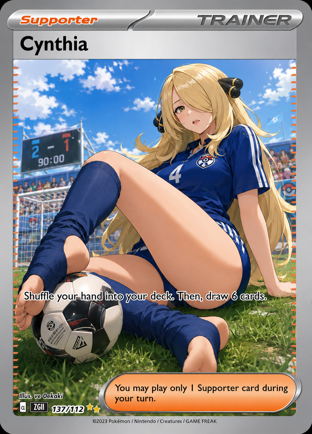 Pokemon Cynthia’s Soccer Day Custom Altered Art Custom Card Print