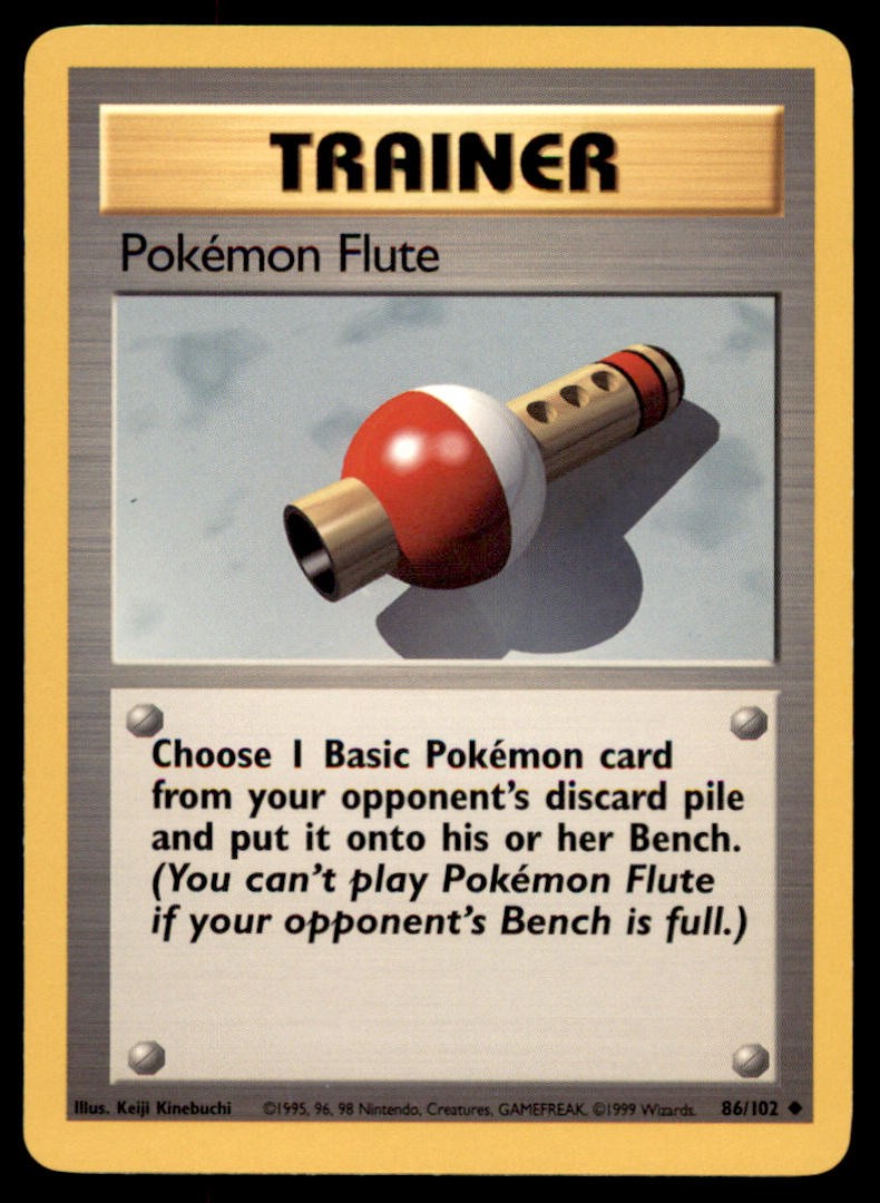Pokemon Flute 86/102 Uncommon Base Set Unlimited Pokemon LP