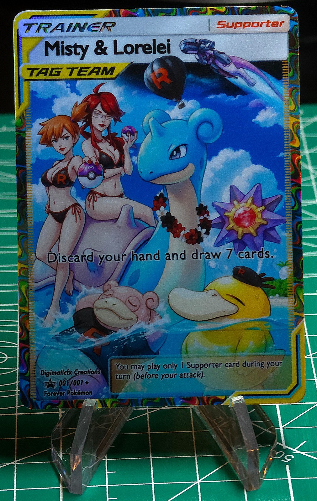 Misty & Lorelei. Rocket TagTeam Alternate Waifu Lewd Fan Art. Glossy Holographic