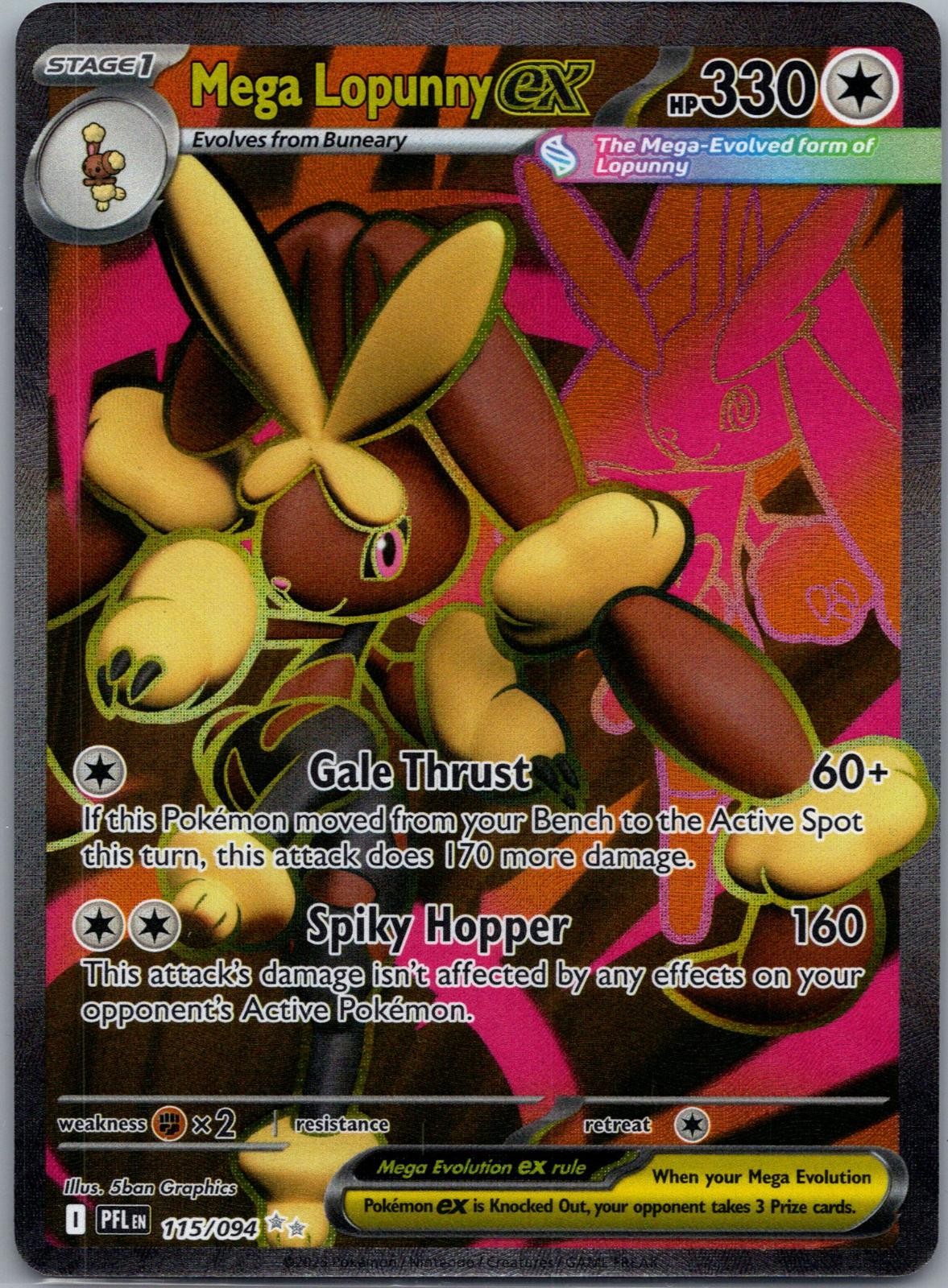 Mega Lopunny ex 115/094 Phantasmal Flames Pokemon TCG Holo Ultra Rare NM