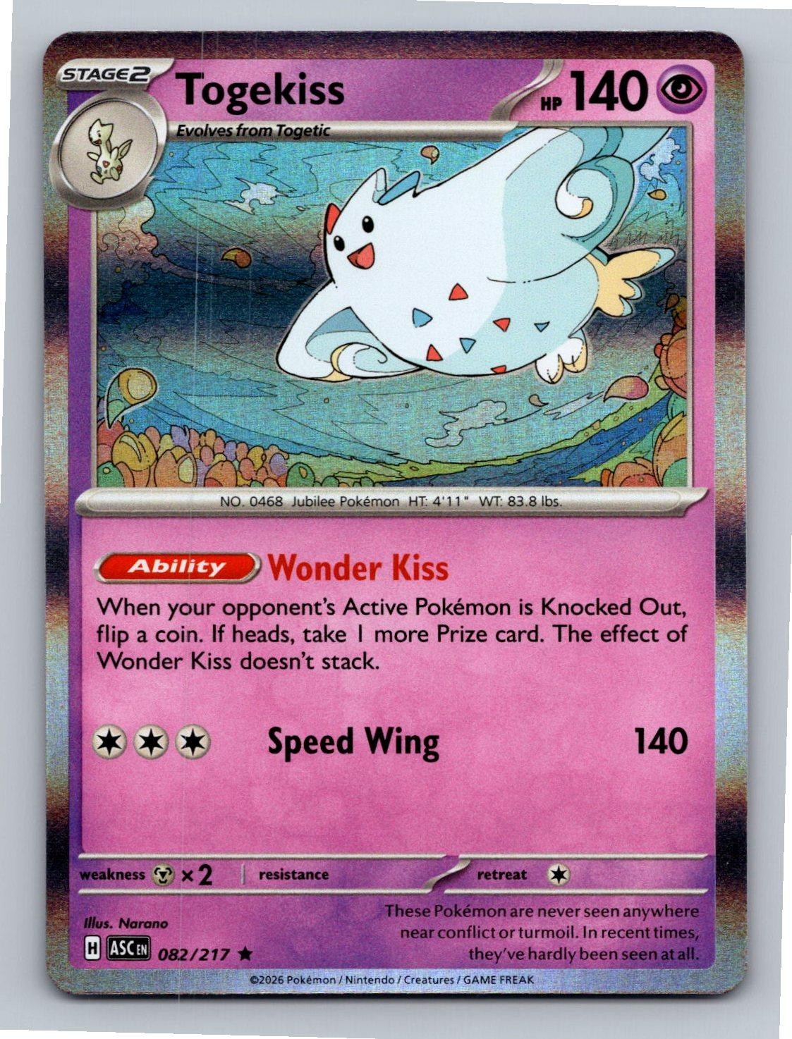Togekiss 082/217 Rare Ascended Heroes Pokemon Holo Near Mint