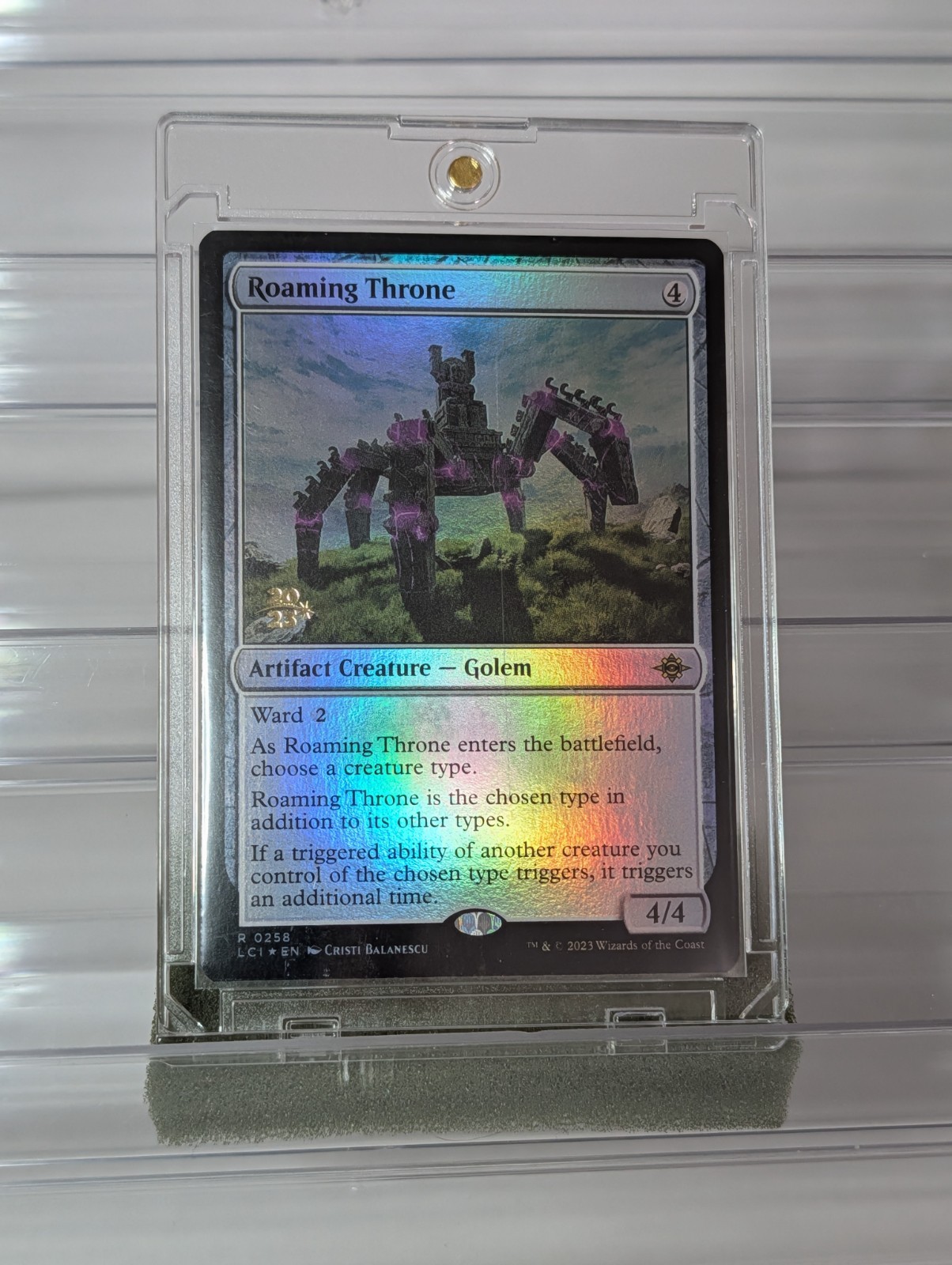 MTG Roaming Throne Foil Prerelease Promo LCI 258 – Misprint Line Rare Magic Card