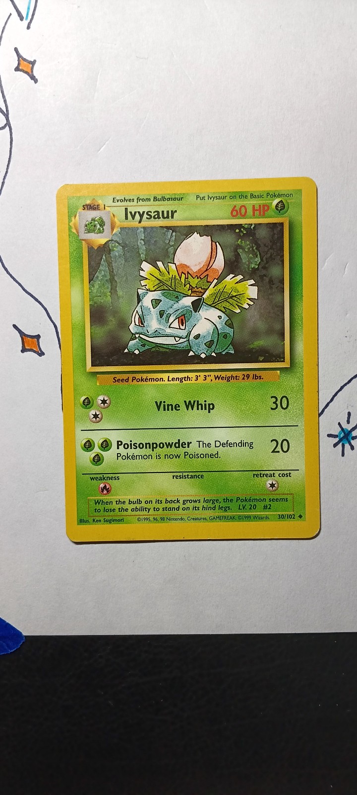 Ivysaur 30/102 MP Base Set Unlimited Uncommon Pokemon