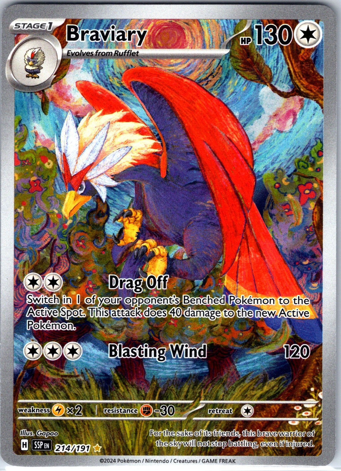 Braviary 214/191 Sv08: Surging Sparks Holo NM