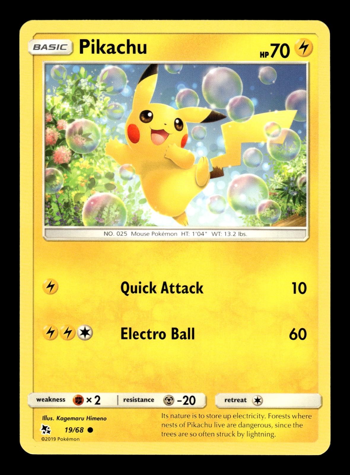 Pikachu 19/68 Common Hidden Fates Pokemon Near Mint