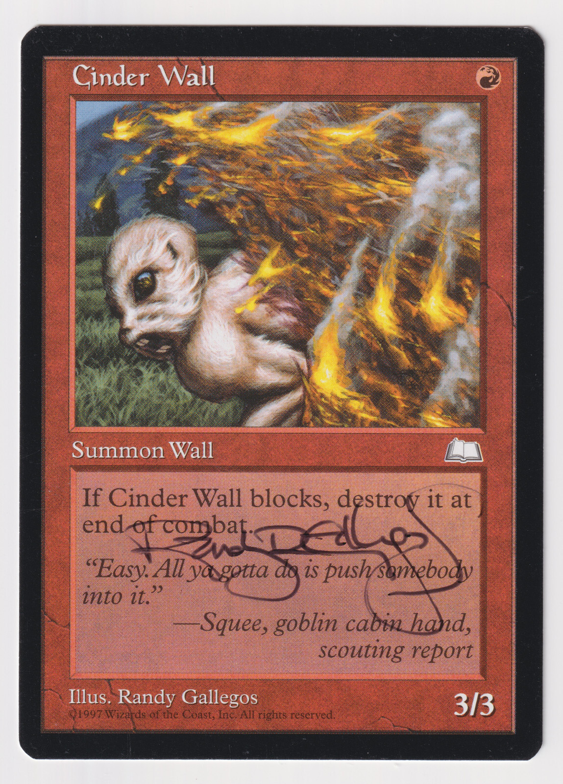 Signed Cinder Wall Proof LP Weatherlight Artist Randy Gallegos 1997 MTG Magic AP