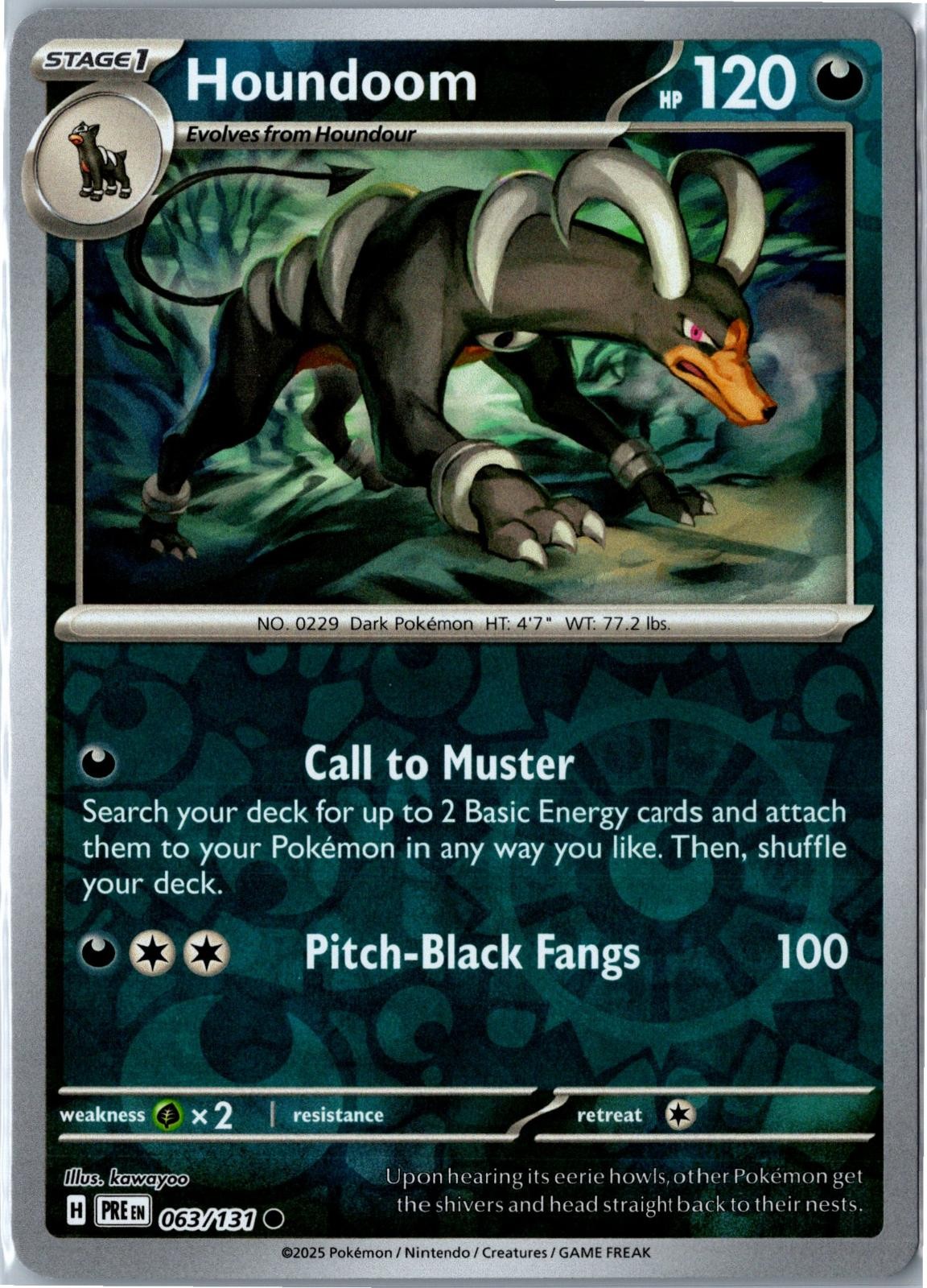 Pokemon Card – Houndoom Prismatic Evolutions 063/131 2025 Common Reverse Holo NM