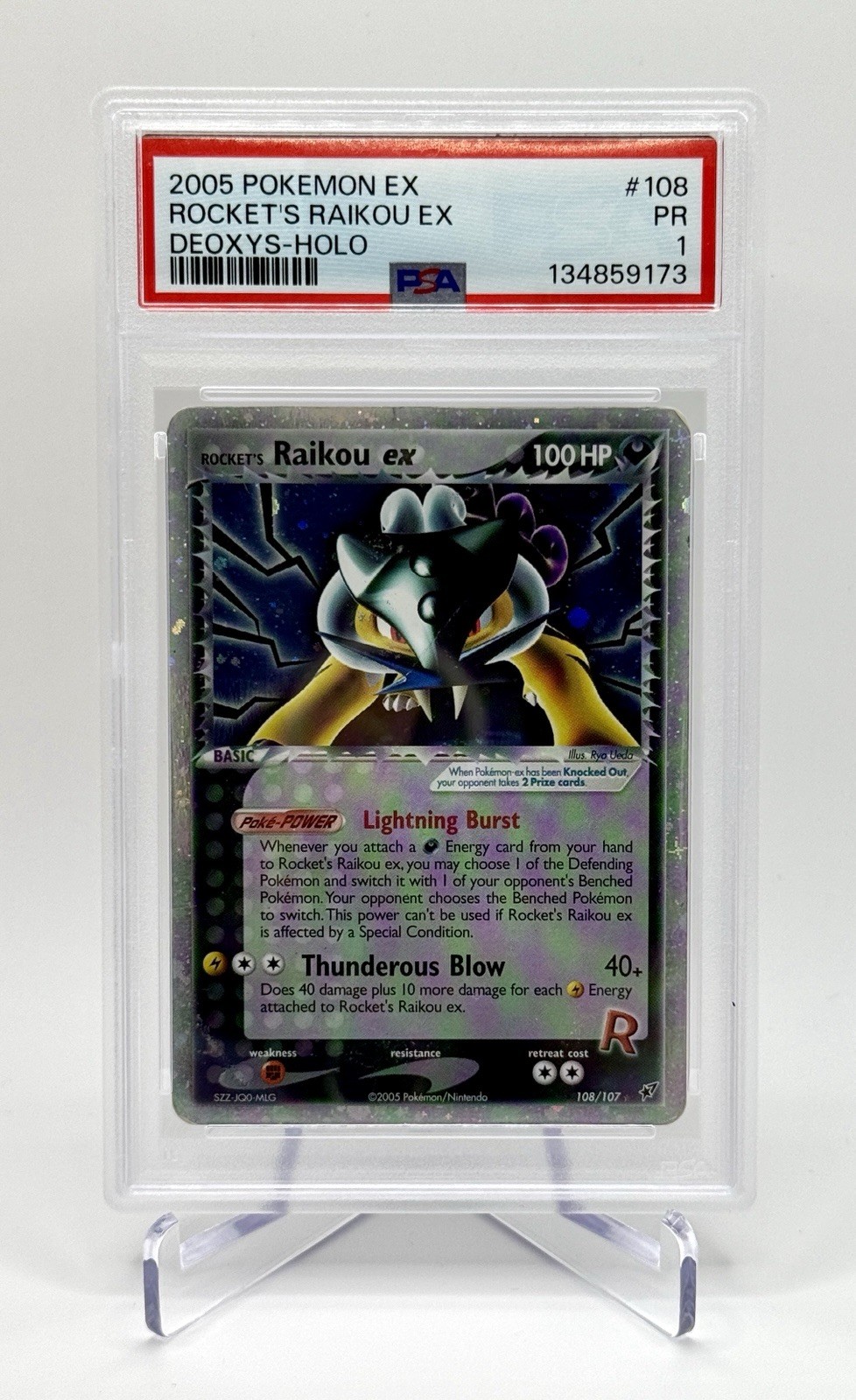Rocket’s Raikou EX 2005 Pokemon EX Deoxys Holo 108/107 PSA 1 Poor POP 21