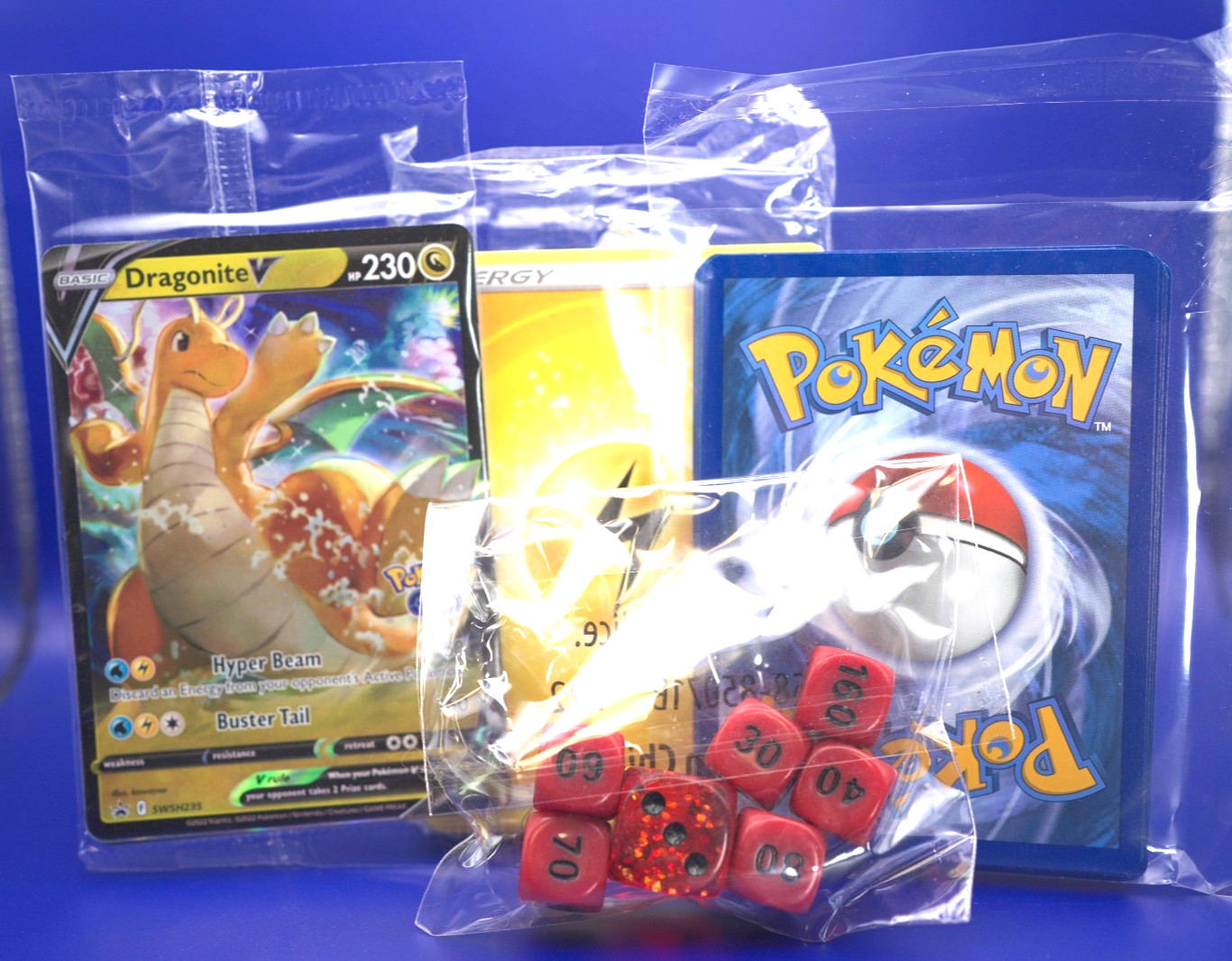 Sealed Dragonite V SWSH235 & VSTAR SWSH236 Pokemon GO Promo + Energy + Dice