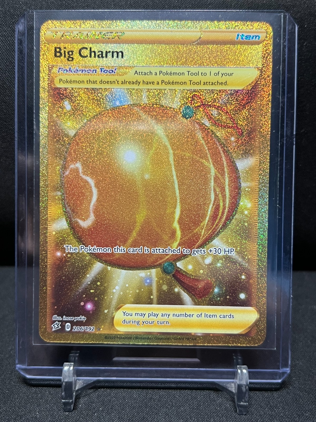 Big Charm 206/192 Gold Secret Rare Holo Pokémon 2020 Rebel Clash NM