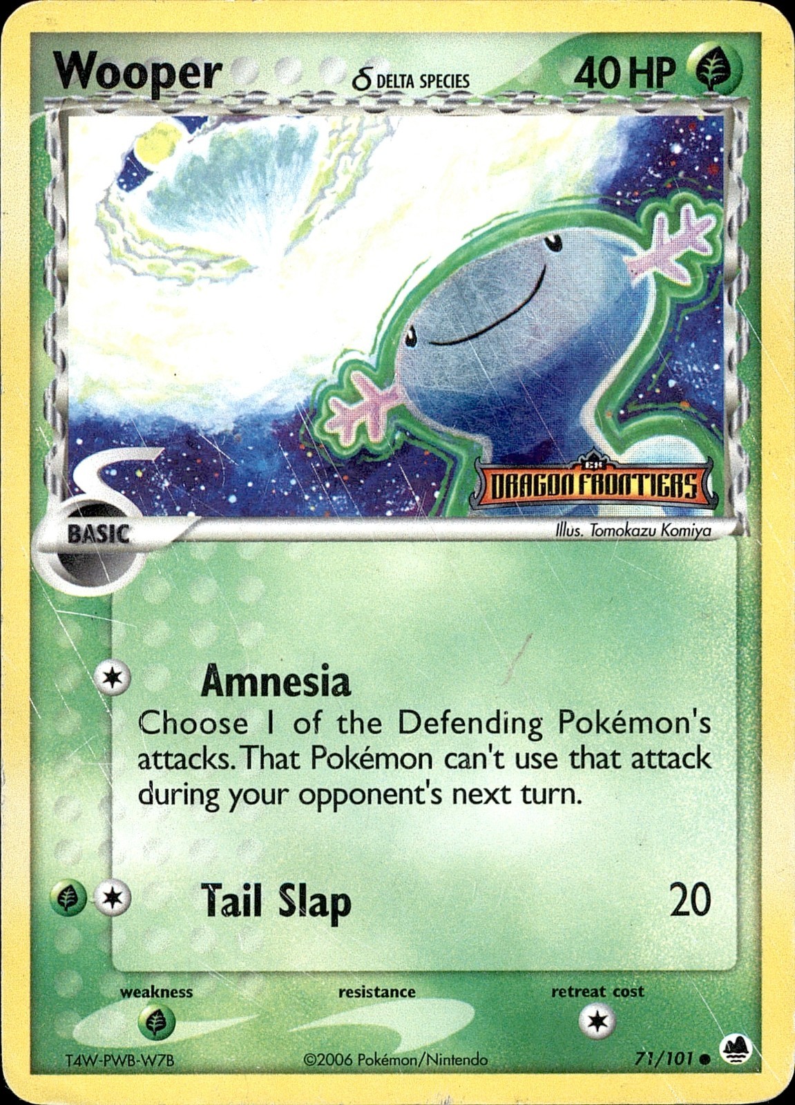 POKEMON WOOPER Δ 71/101 DRAGON FRONTIERS COMMON REVERSE HOLO HP STAMPED