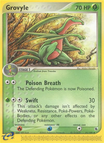 Grovyle 31/109 Ruby & Sapphire Pokemon Damaged