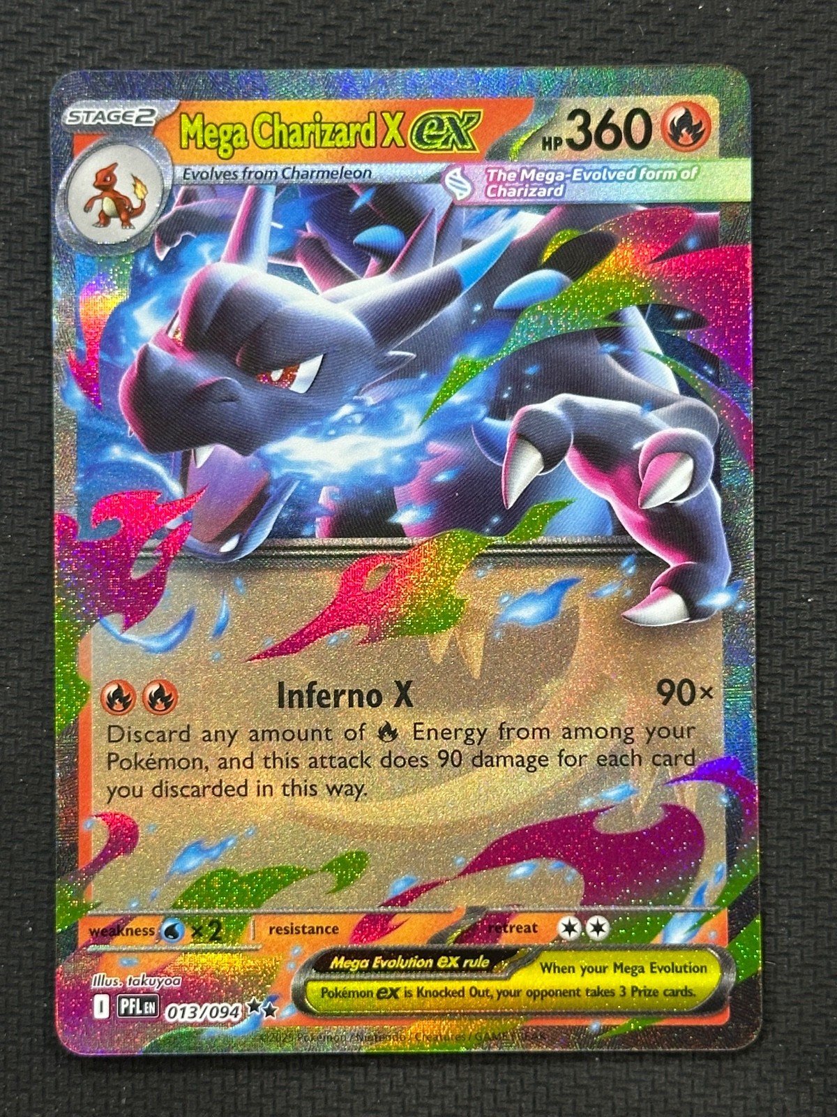 Mega Charizard X ex – Holo Double Rare ME02: Phantasmal Flames 013/094 NM
