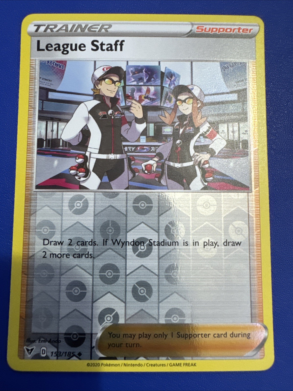 Pokemon TCG Vivid Voltage Reverse Holo League Staff 153/185