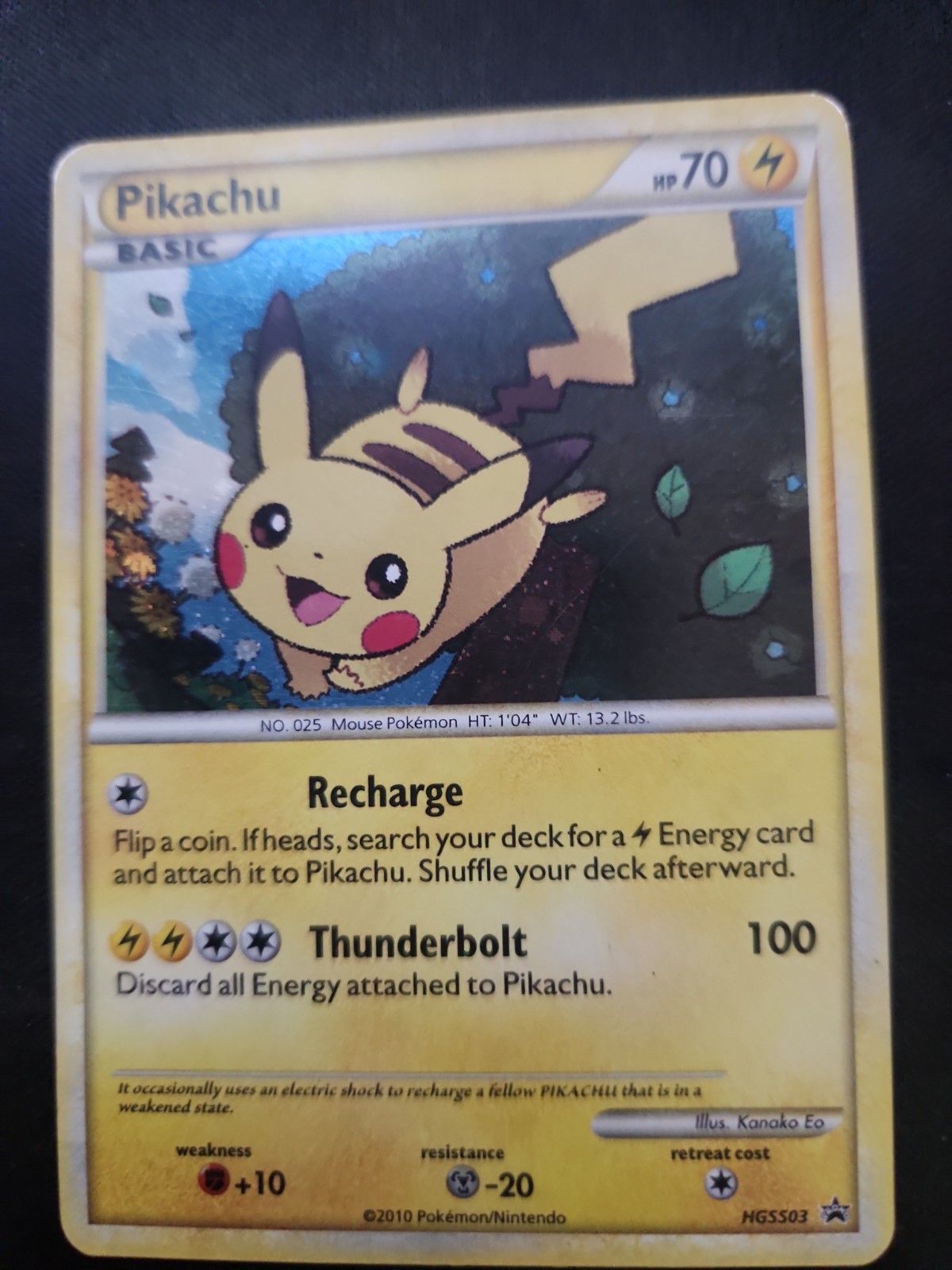 Pokémon Pikachu HGSS03 2010 Holo Promo Basic Card 70HP English