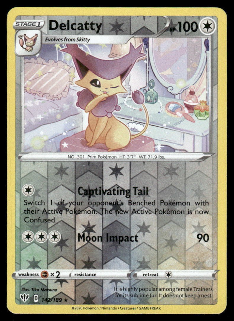 Delcatty 142/189 Rare Darkness Ablaze Pokemon Reverse Holo Lightly Played