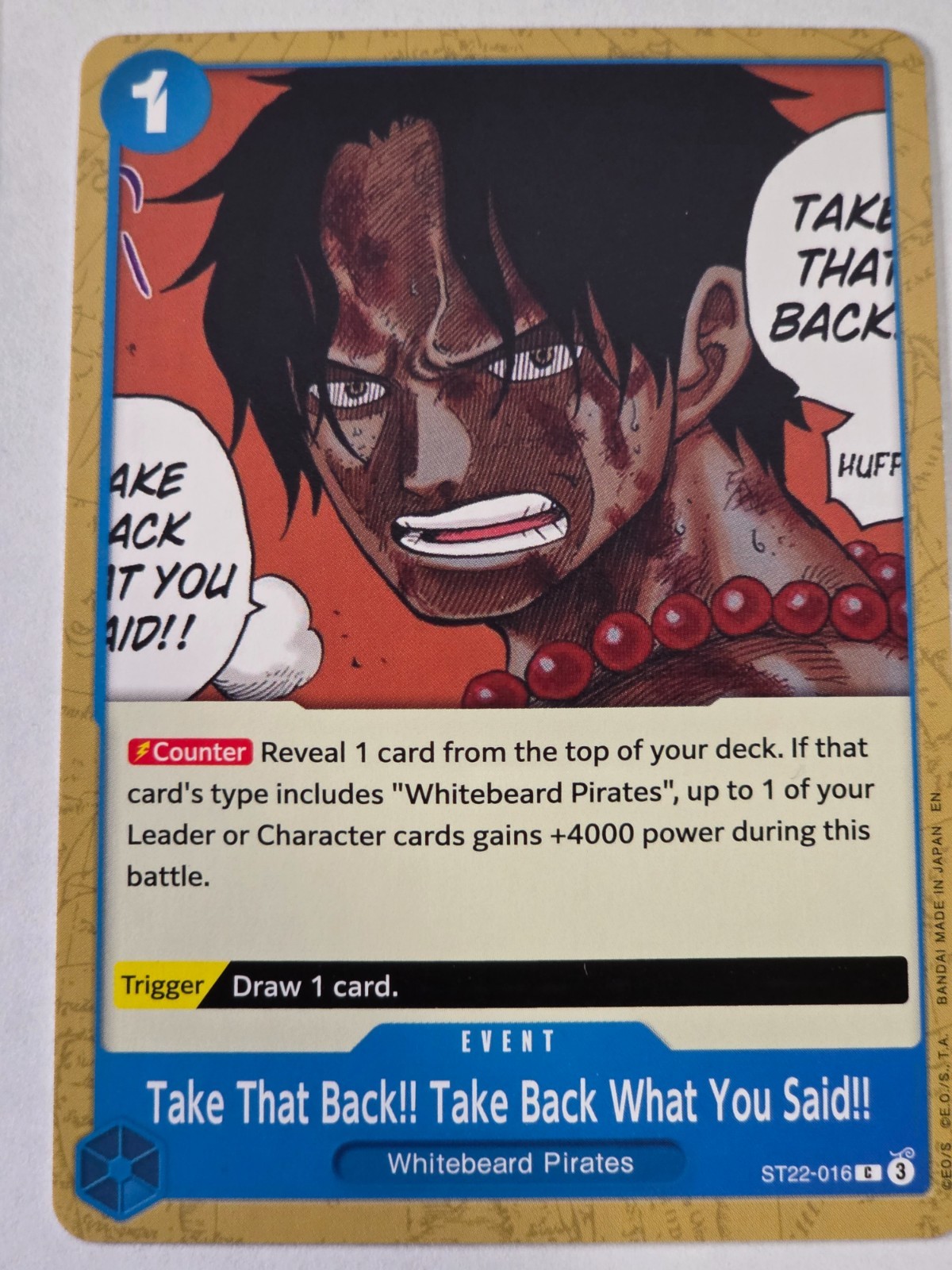 One Piece – Take that Back!! Event – ST22 -0016 – Starter Deck 22: Ace & Newgate
