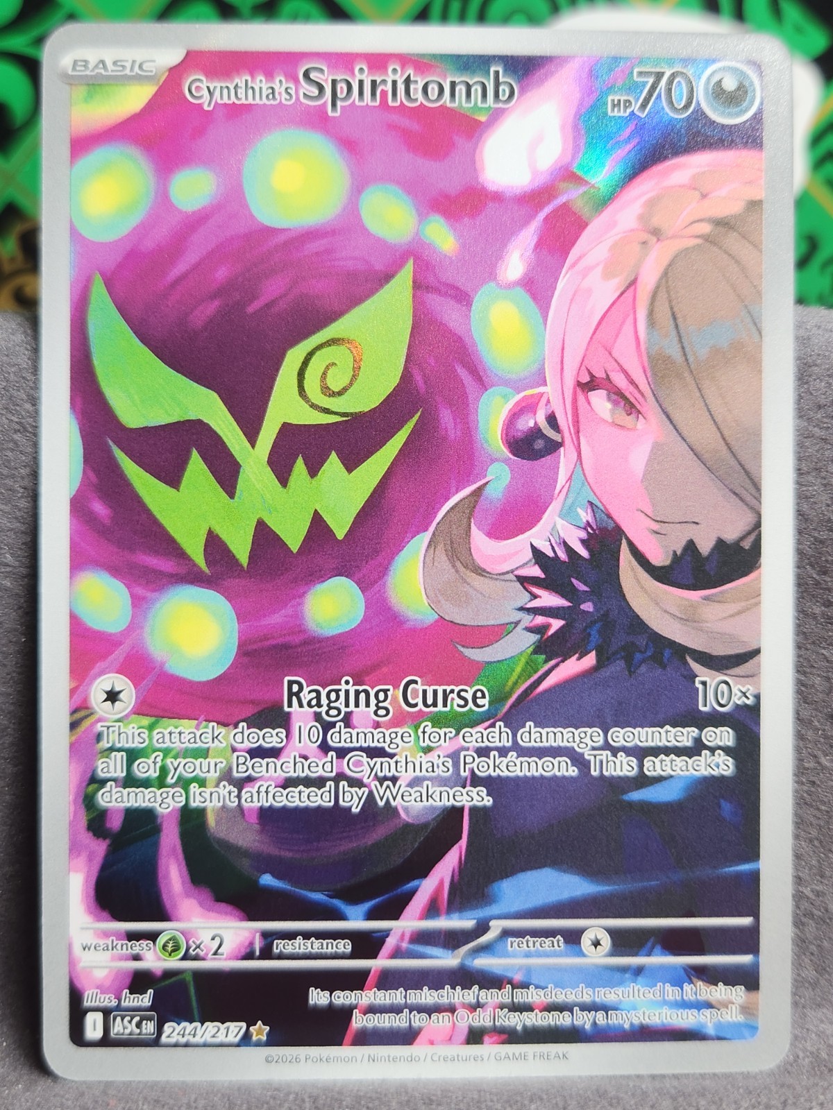 Cynthia’s Spiritomb 244/217 Illustration Rare Ascended Heroes Pokemon Holo NM
