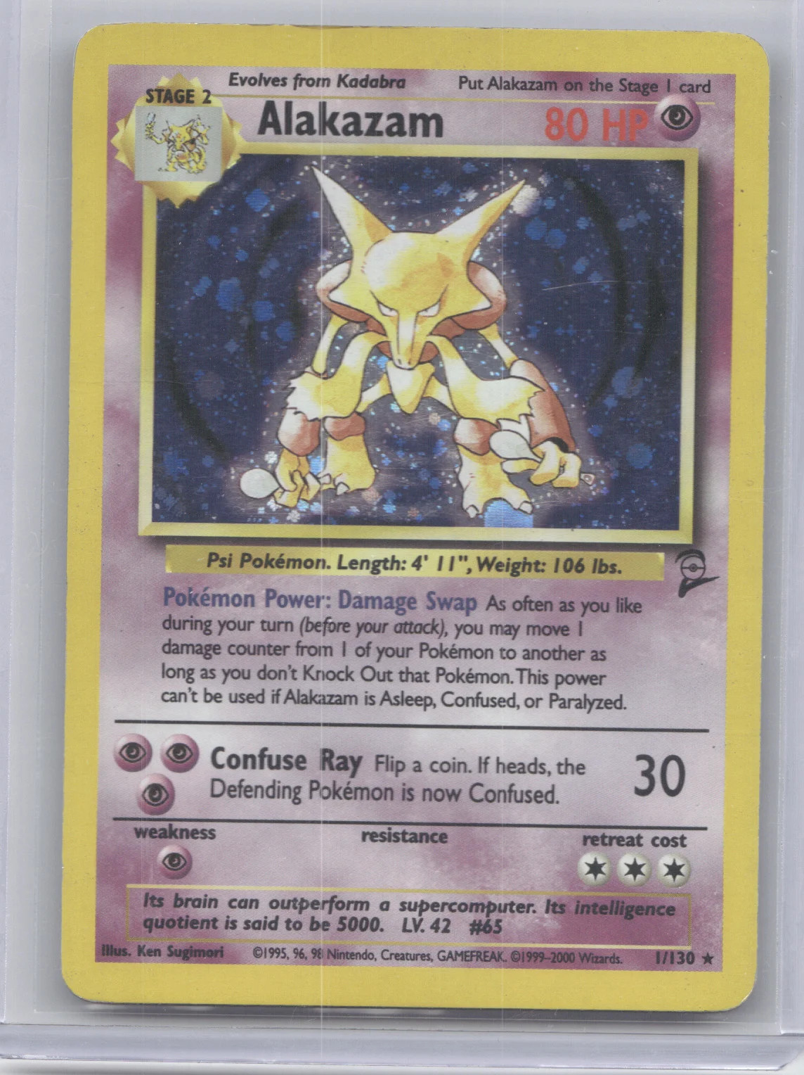 2000 Pokemon Base Set 2 Alakazam Holo Rare #1/130