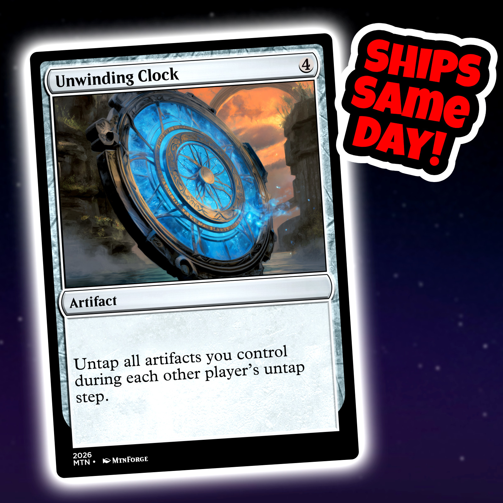 Unwinding Clock – Custom Art Magic: The Gathering Playtest Card – Commander EDH