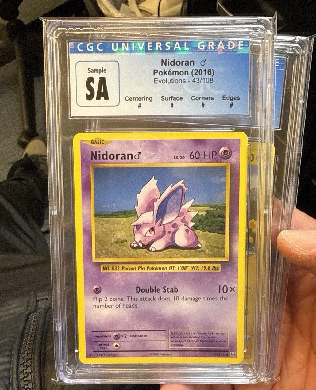 2016 Pokemon XY Evolutions Nidoran M 43/108 CGC Sample SA Slab Promo Rare