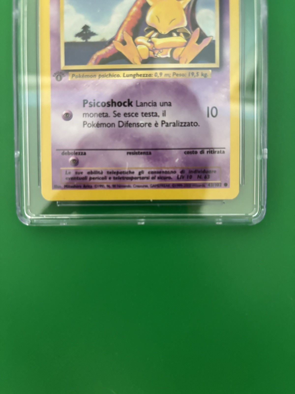 CGC 9.5 MINT+ Abra 43/102 1st Edition Base Set Pokemon Card (ITALIAN)