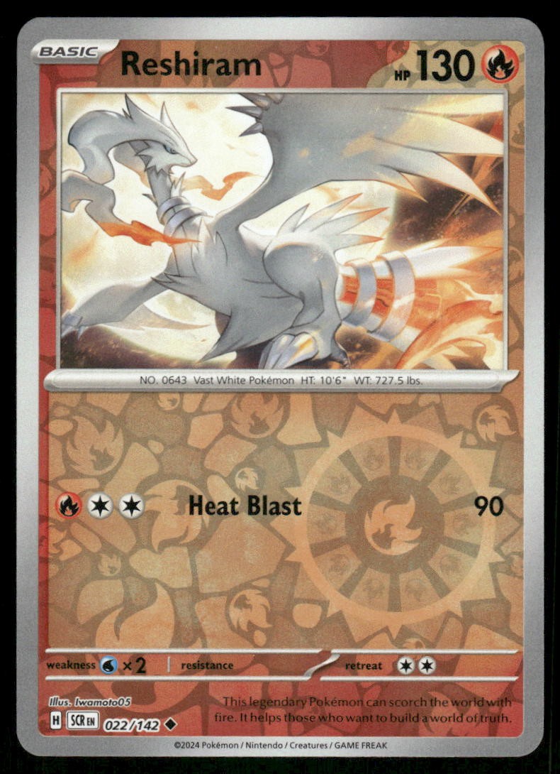Reshiram 22/142 – Stellar Crown – Reverse Holo Uncommon NM