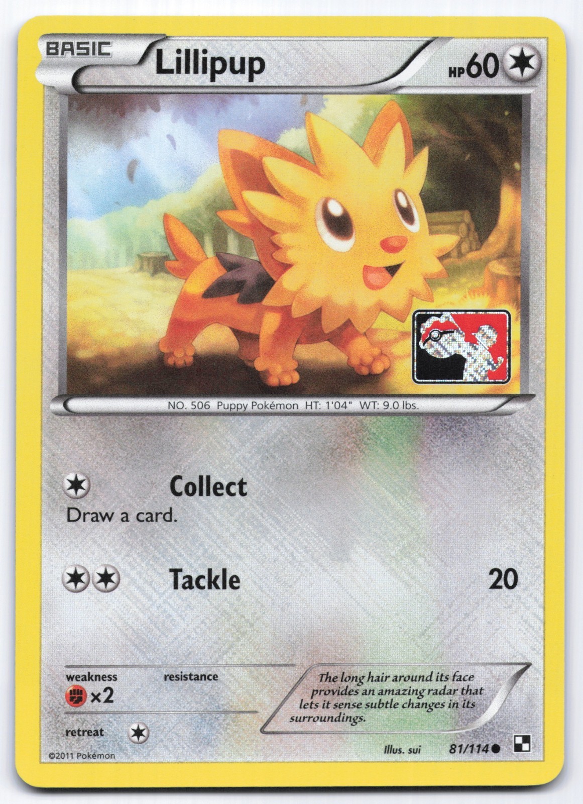 Lillipup 81/114 Reverse Crosshatch League Promo Black & White Pokemon Card