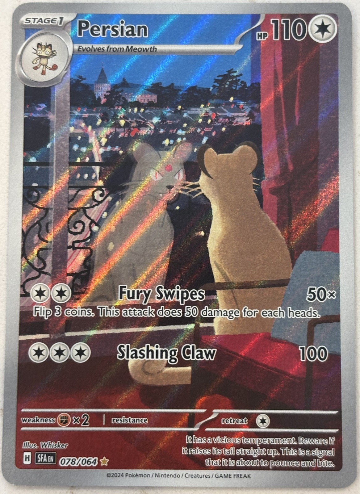 Near Mint Pokémon Persian Shrouded Fable Illustration Rare 078/064