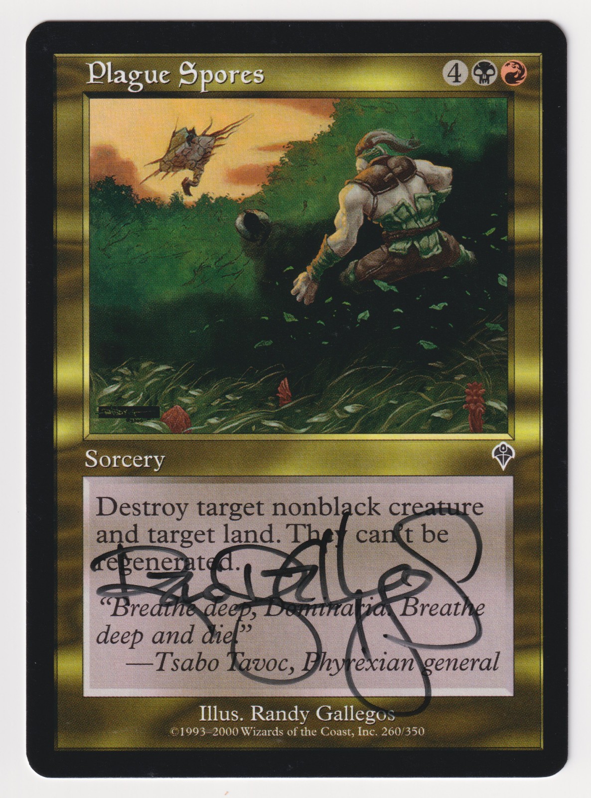 Signed Plague Spores Proof LP Invasion Artist Randy Gallegos 2000 MTG Magic AP!
