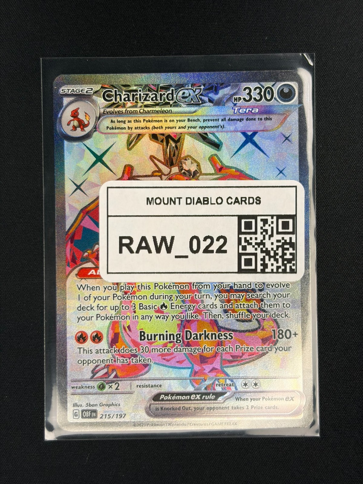 Charizard ex – 215/197 – Pokemon Obsidian Flames Ultra Rare Card NM RAW_022