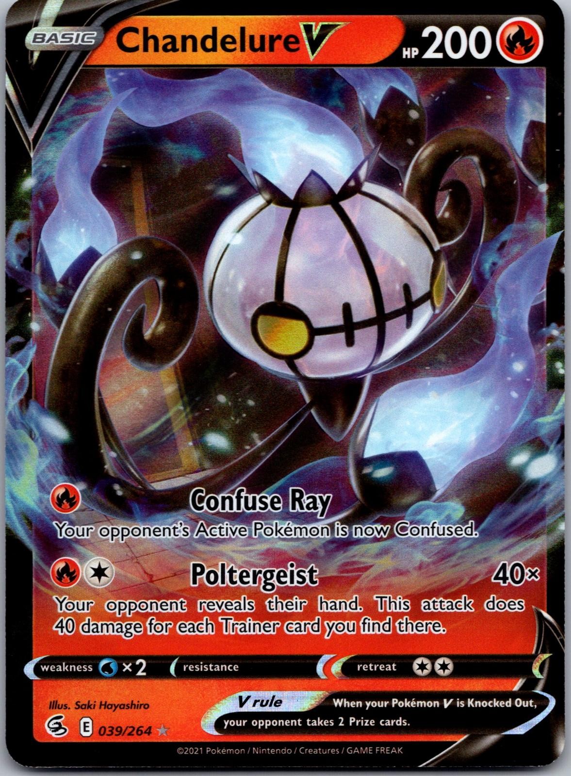 Chandelure V 039/264 Holo V Rare Fusion Strike Pokemon Near Mint