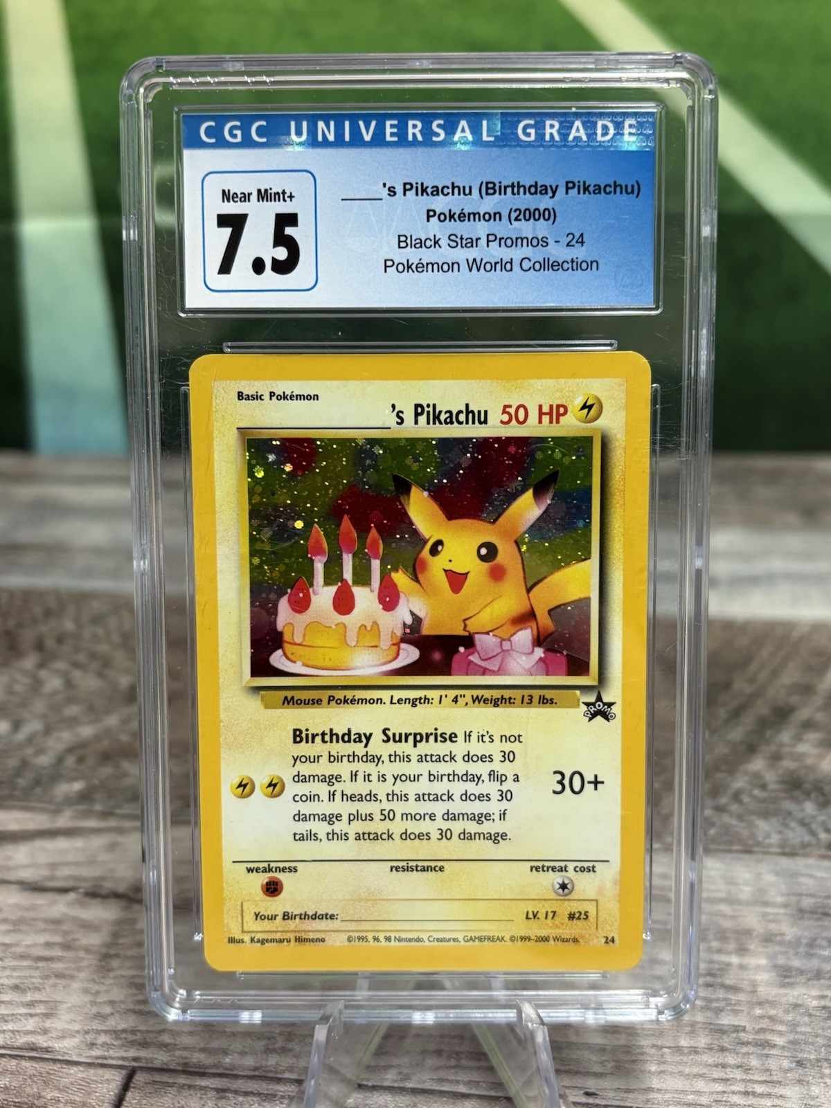 CGC 7.5- Birthday Pikachu Pokemon 2000 Black Star Promo