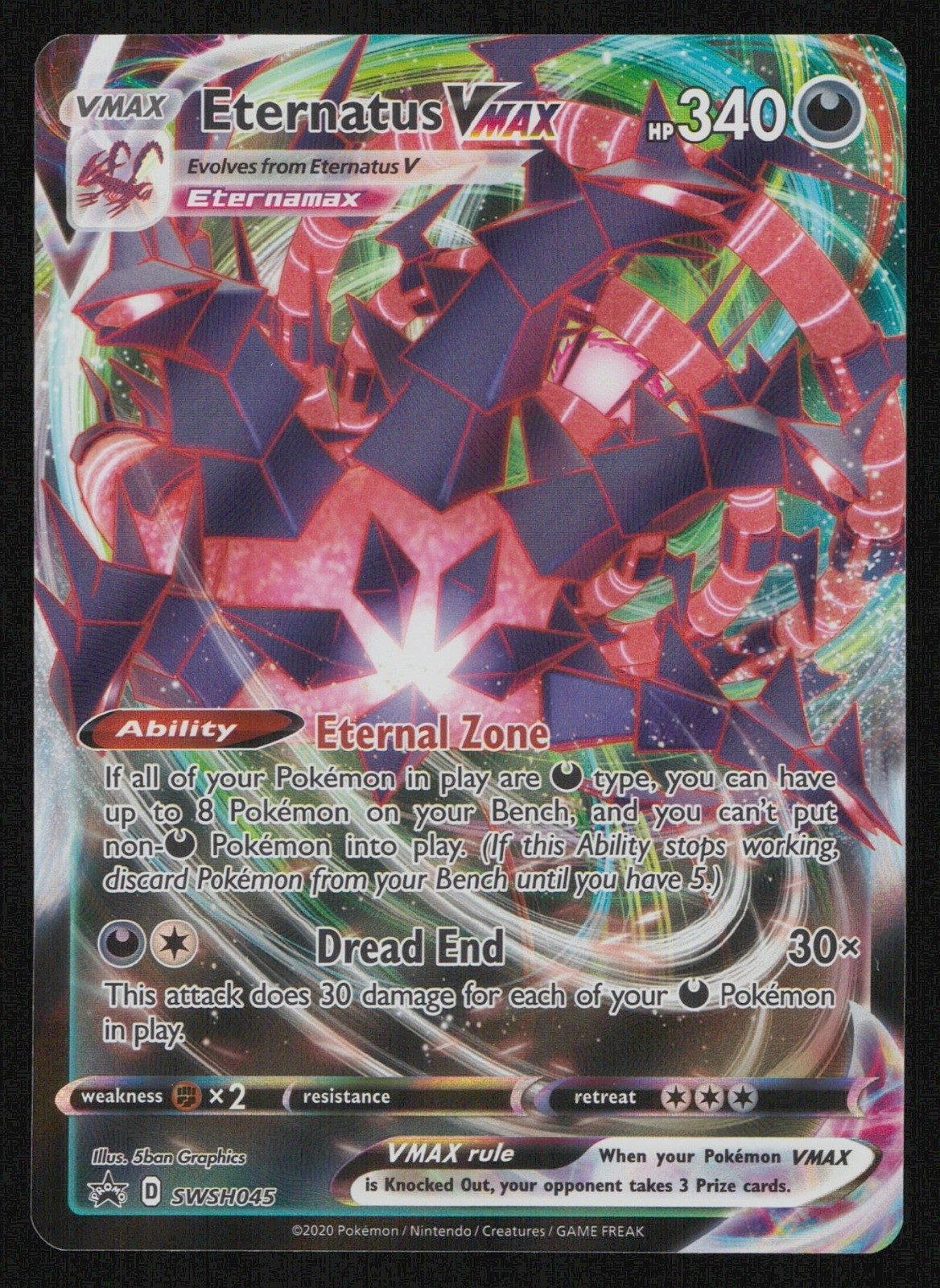 2020 Pokemon TCG Eternatus VMAX 117/189 SWSH03: Darkness Ablaze Holo NM
