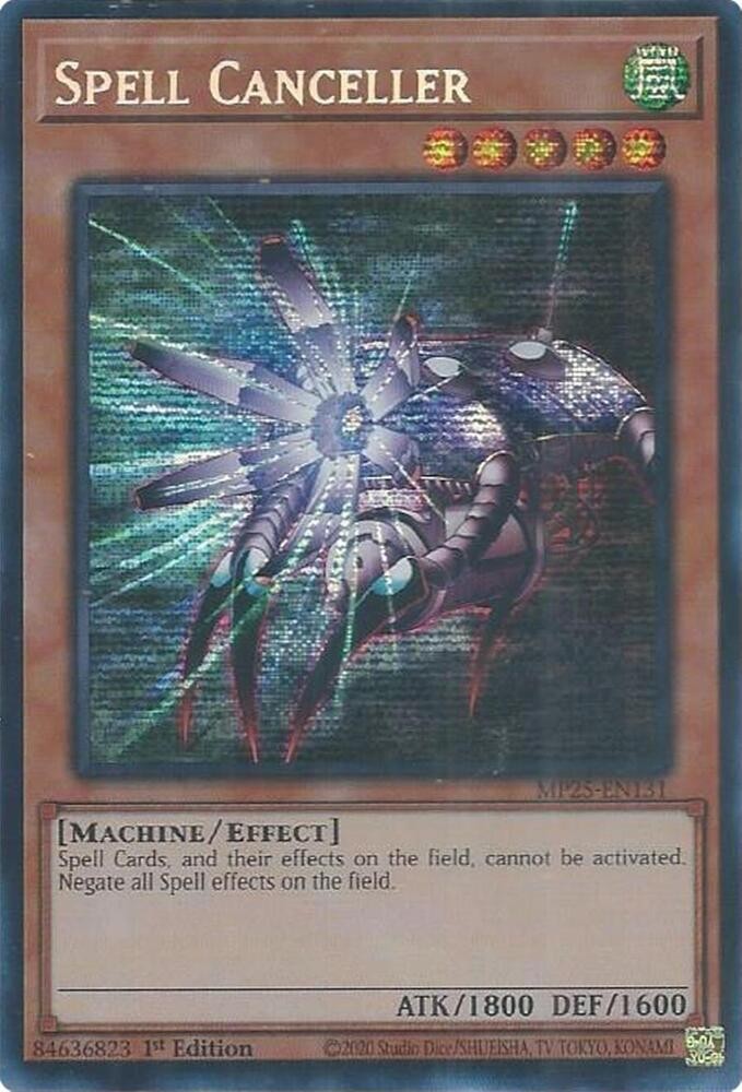 YUGIOH: 1x Spell Canceller MP25-EN131 Prismatic Secret Rare 2025 Mega-Pack