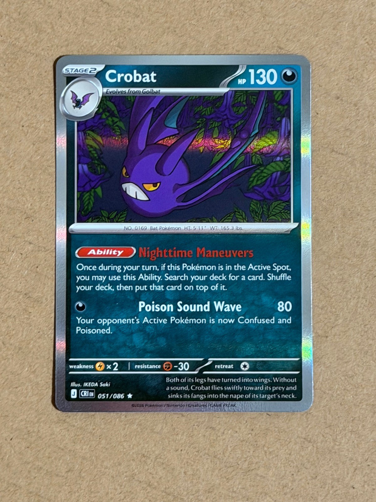 Crobat 051/086 Chaos Rising Pokemon Holo NM IKEDA Saki