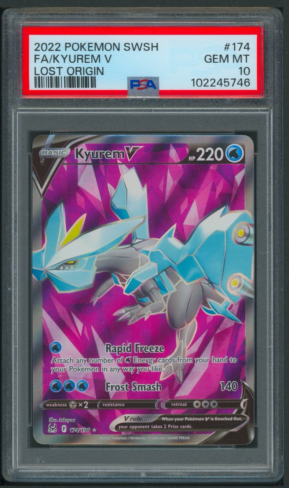 Pokémon SWSH Lost Origin Kyurem V Full Art 174/196 PSA 10