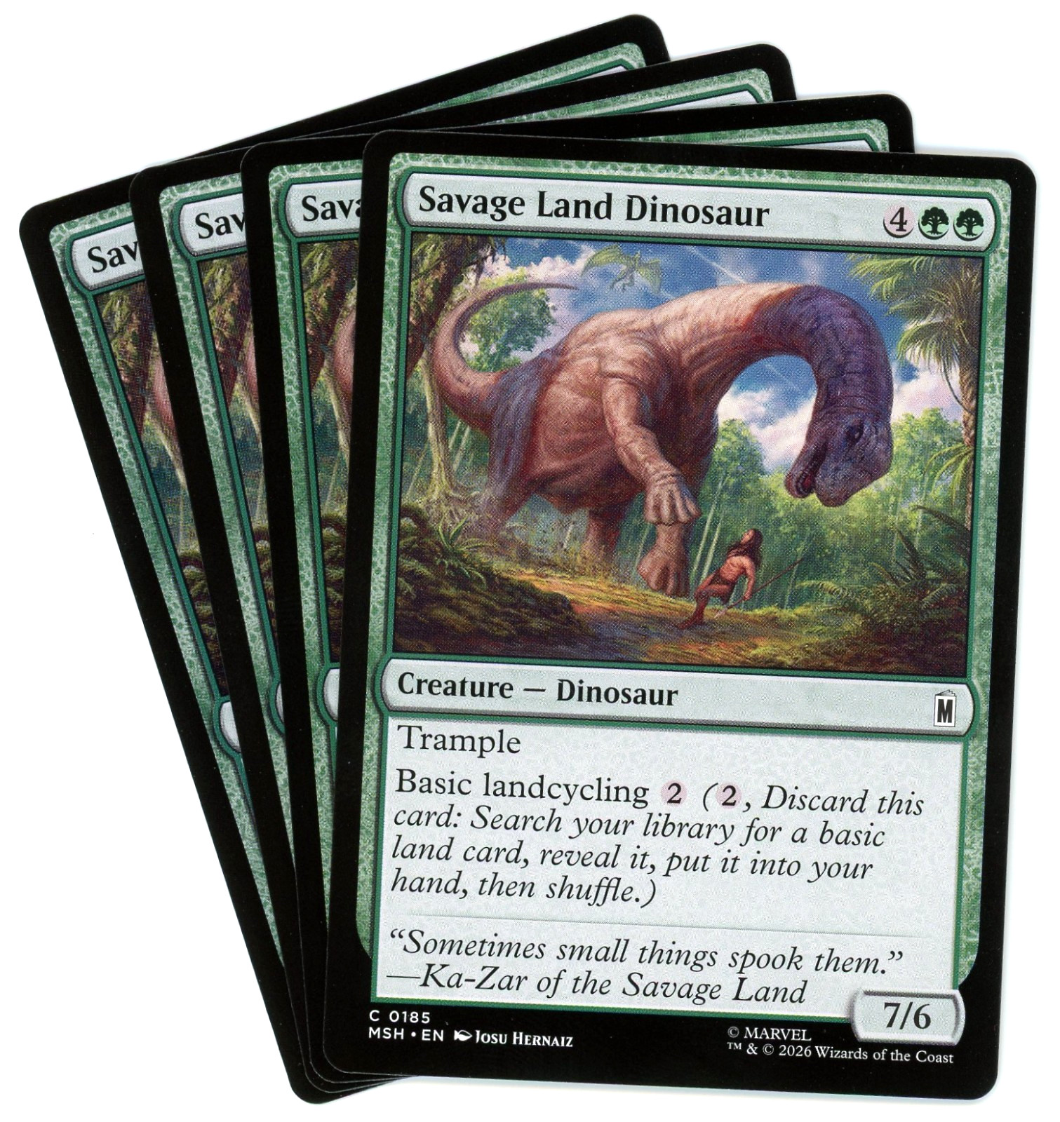 x4 Savage Land Dinosaur – 0185 – Marvel Super Heroes MSH – MTG NM/M